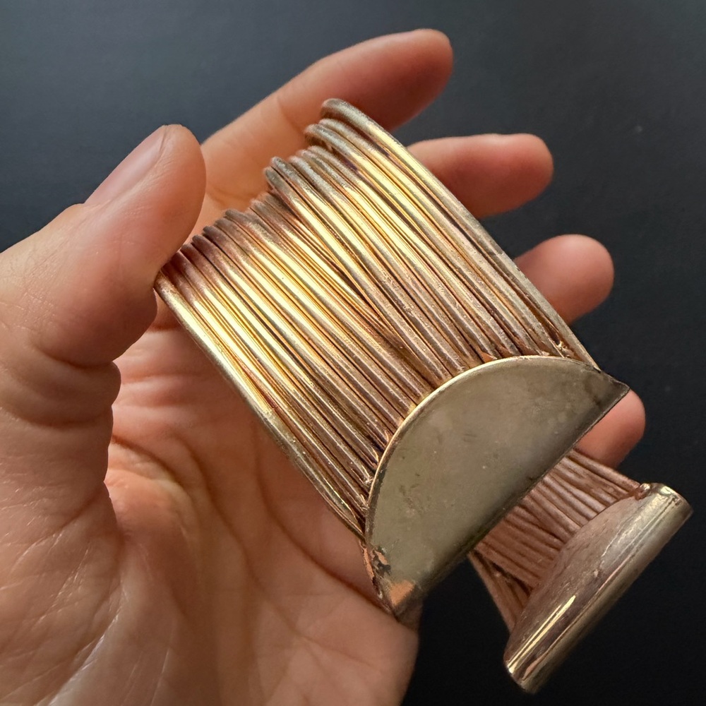 Statement Gold Tone Multi-Wire Wide Cuff Bracelet - image 6